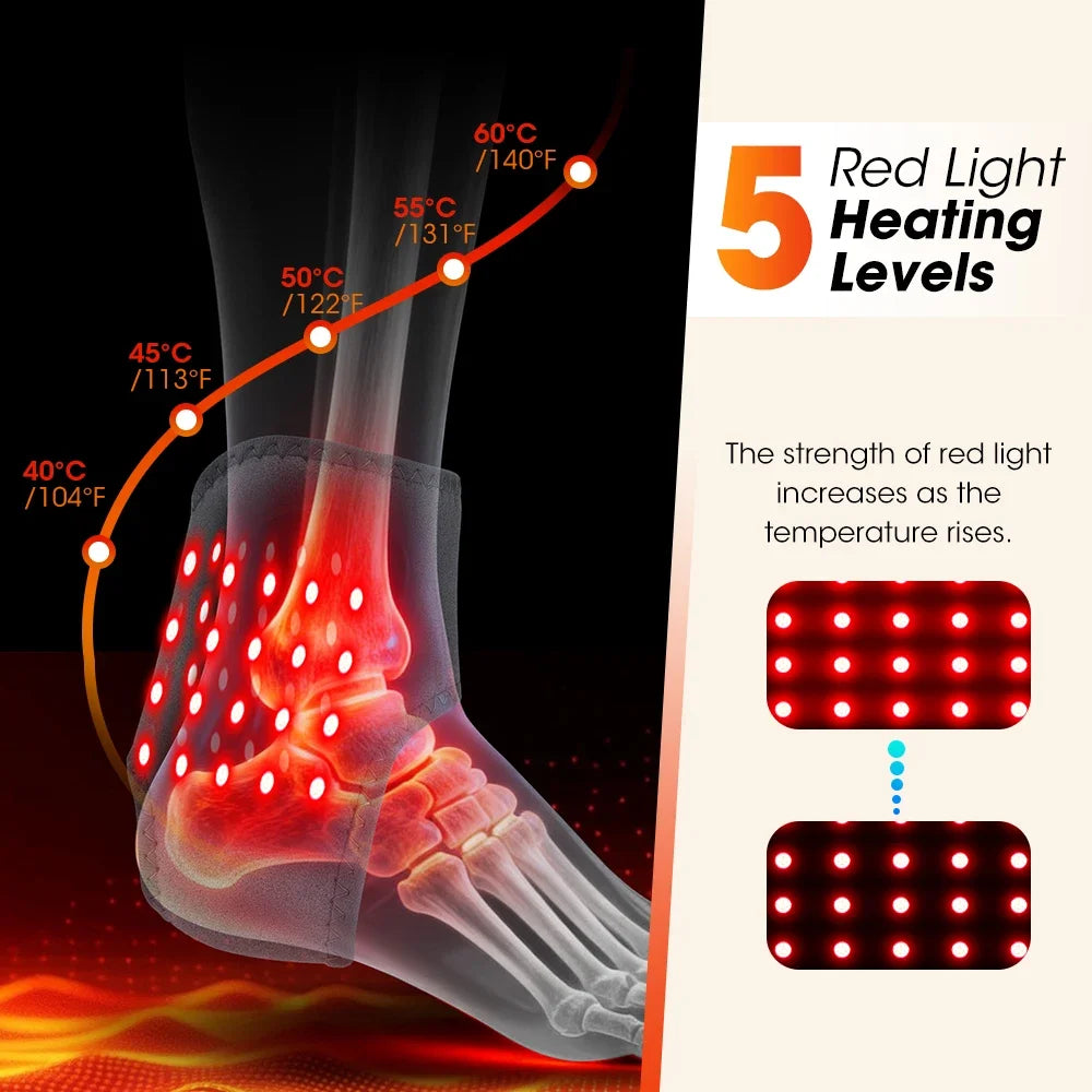 PASTSKY Red Light Ankle Brace With Heat And Vibration Therapy