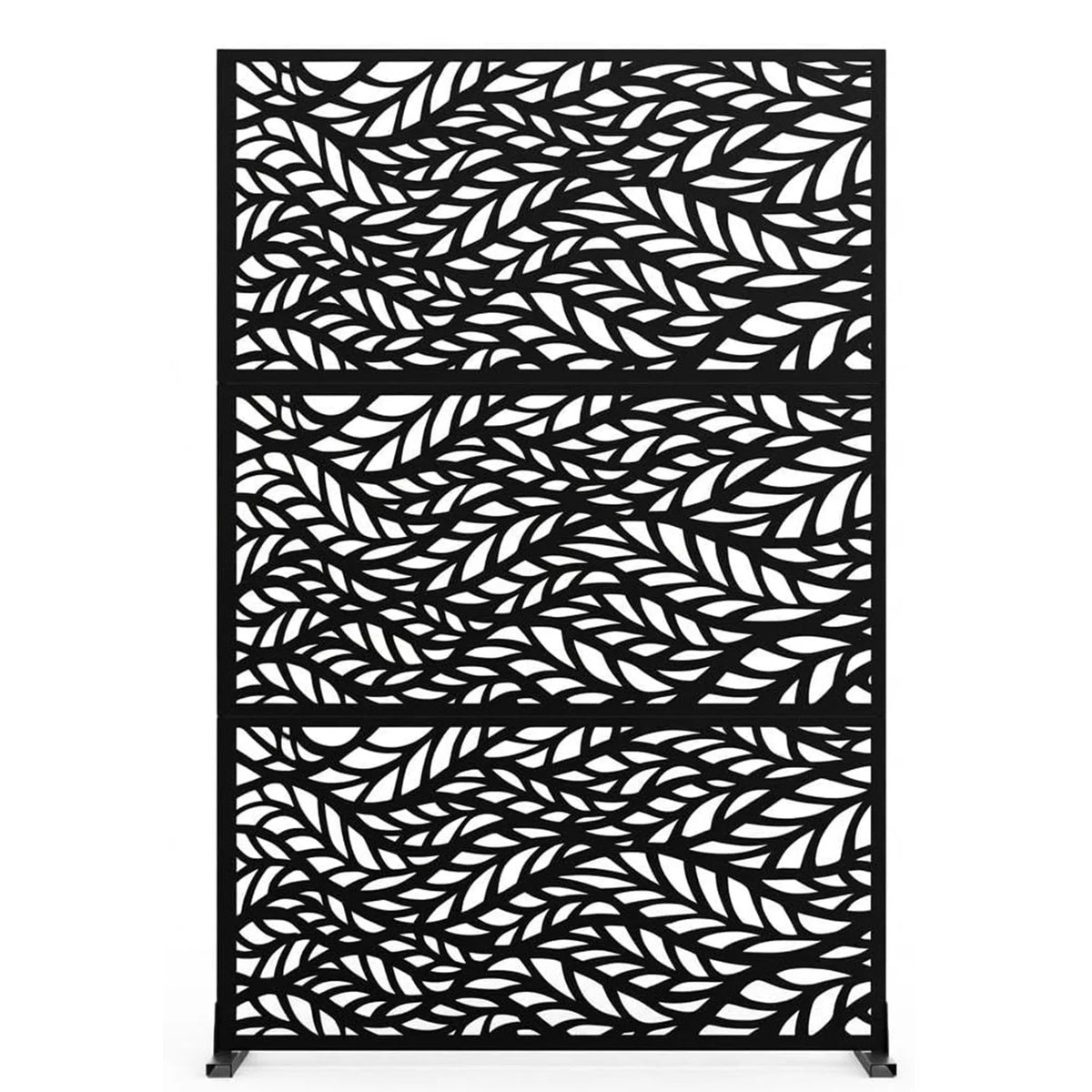Freestanding Metal Outdoor Privacy Screen – 183x120cm Decorative Garden Divider with Stand – Large Patio & Balcony Fence Panel – Easy Install – Horizontal Stripes