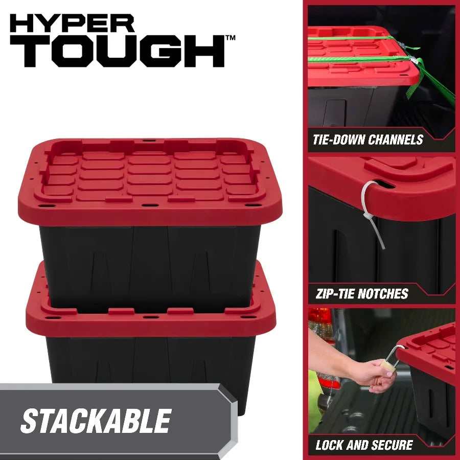 Hyper Tough Heavy Duty Plastic Storage Bins With Snap Lids