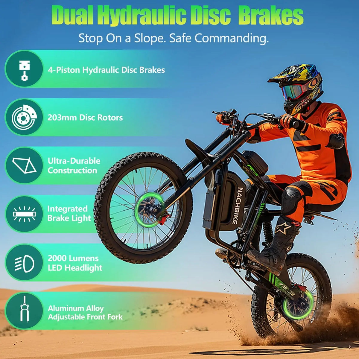 Nachbike 6000W 60V Electric Dirt Bike Dual Hydraulic Full Suspension