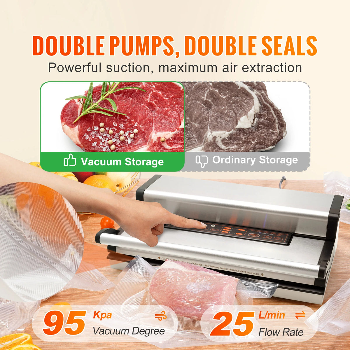 SucceBuy Commercial Automatic Food Vacuum Sealer With Bag Cutter