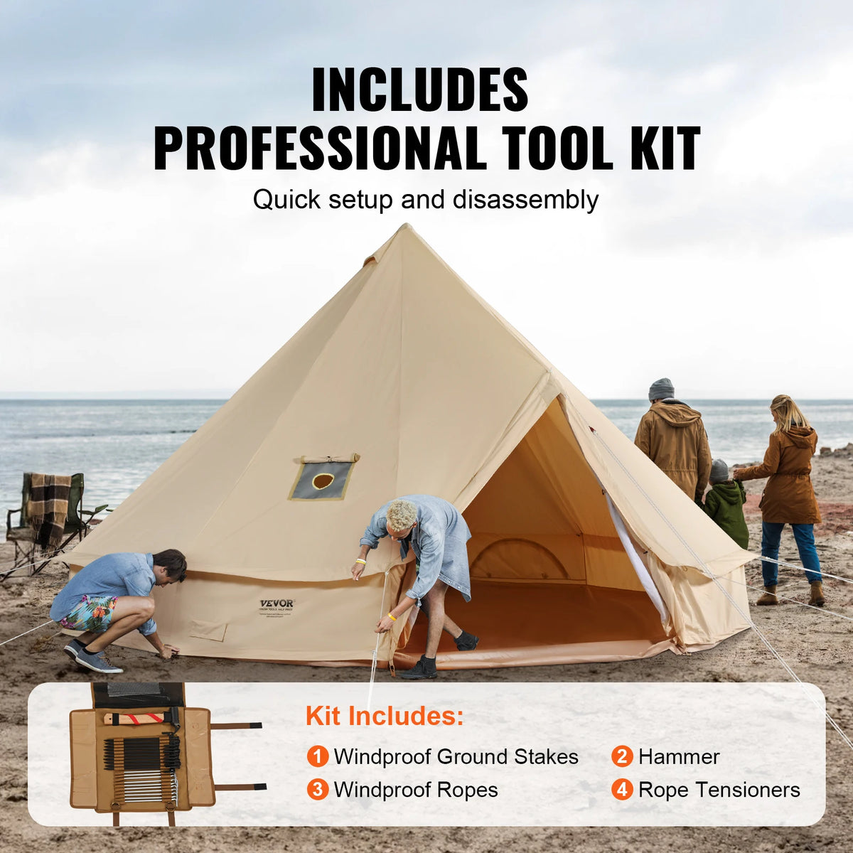 SucceBuy All Season Canvas Bell Tent For Outdoor Camping