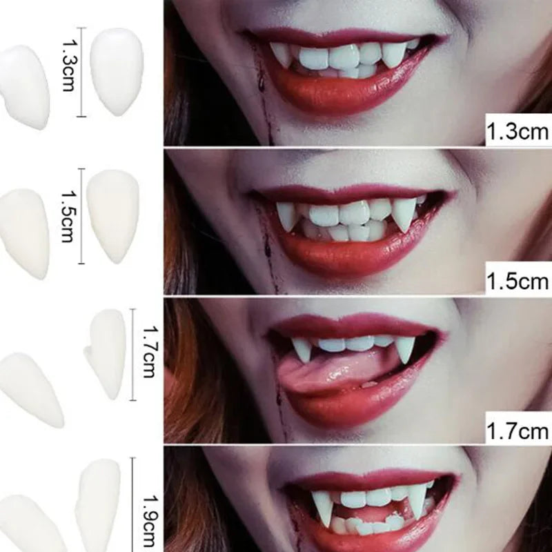 Halloween Vampire Fangs Costume Teeth With Denture Adhesive Props