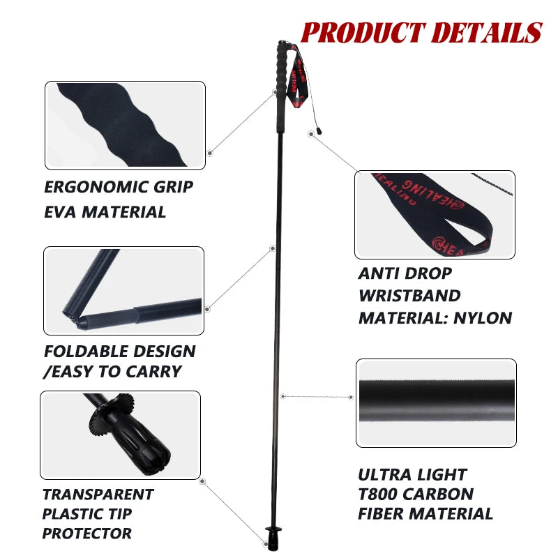 OKHEALING Carbon Fiber Foldable Trekking Poles For Hiking