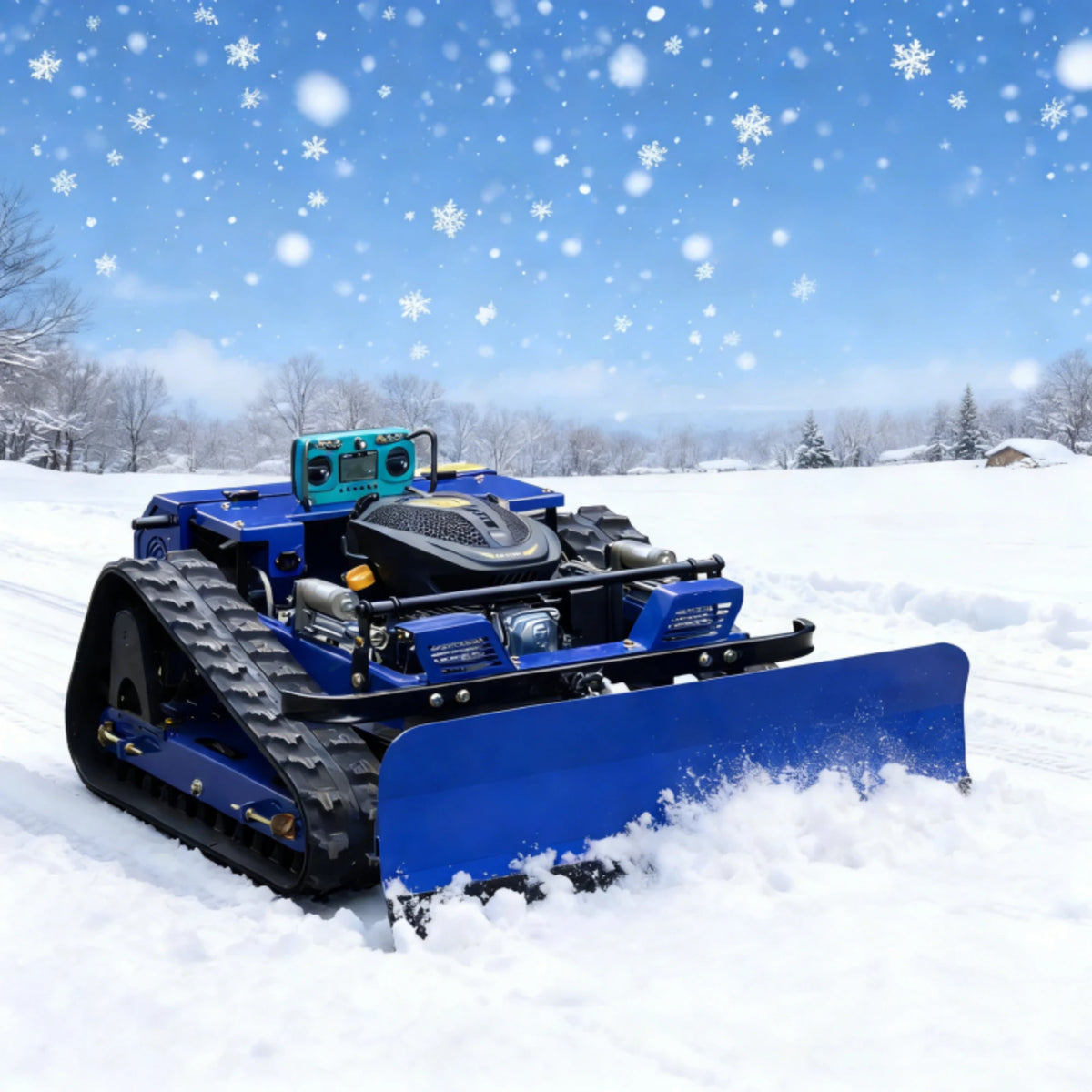 DEEPKRON Remote Control Lawn Mower With Snow Shovel And Blades