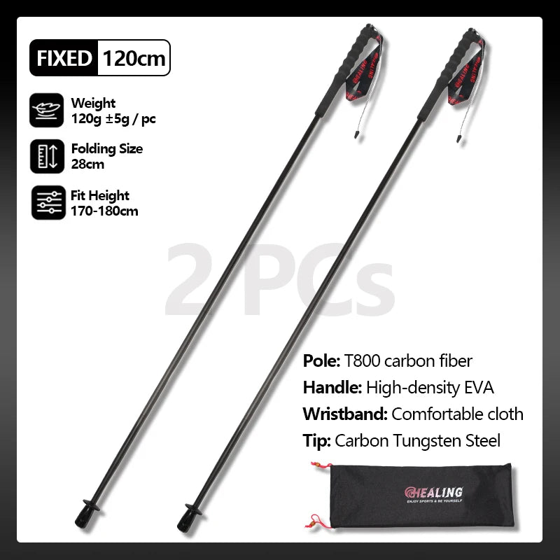 OKHEALING Carbon Fiber Foldable Trekking Poles For Hiking