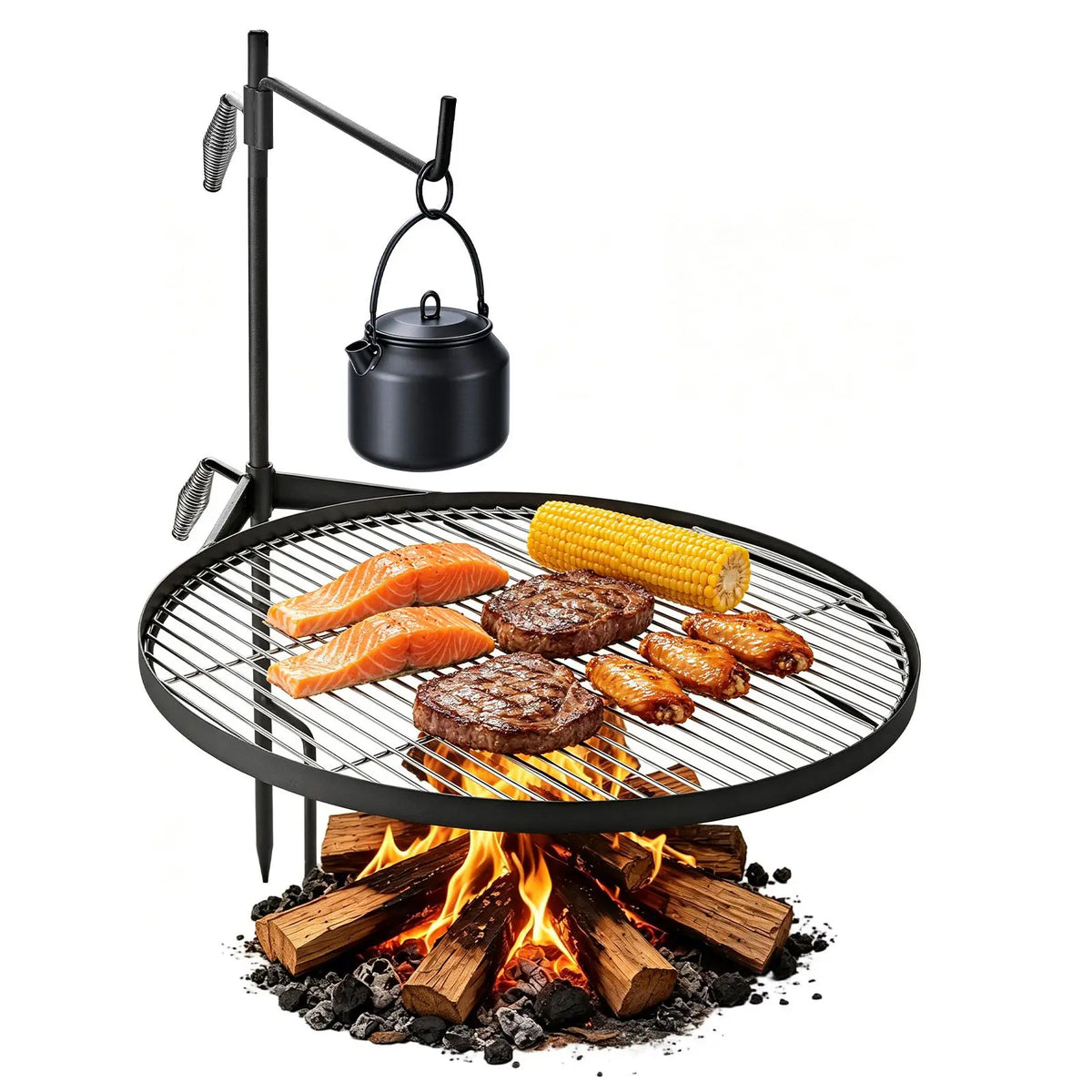 Heavy Duty Swivel Campfire Grill Portable Adjustable Outdoor Cooking Grate