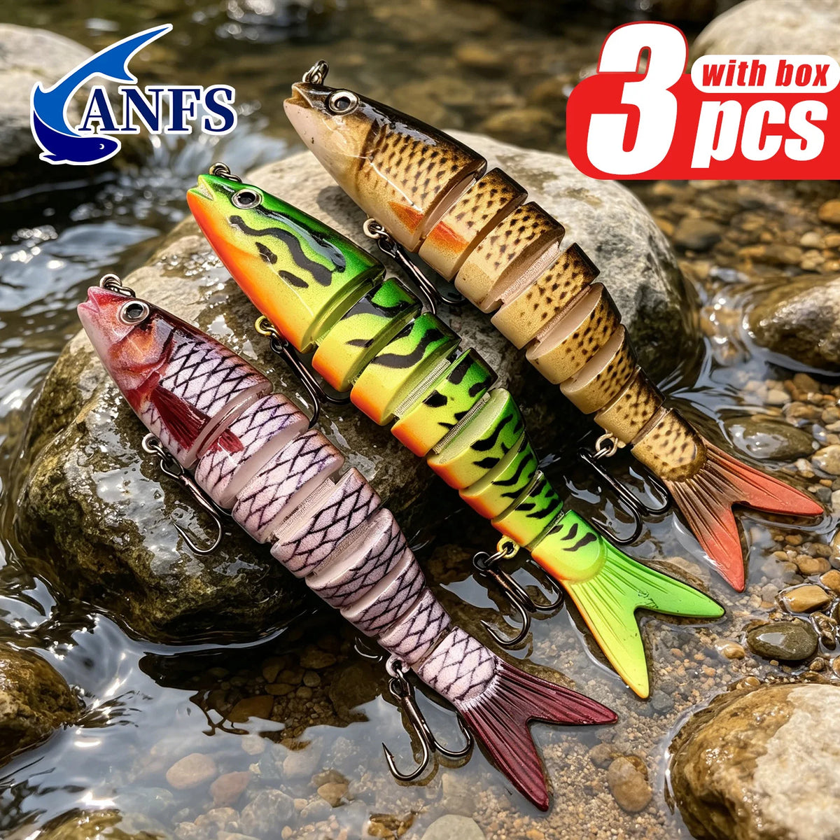 ANFS Realistic Jointed Swimbait Fishing Lures for Bass and Trout