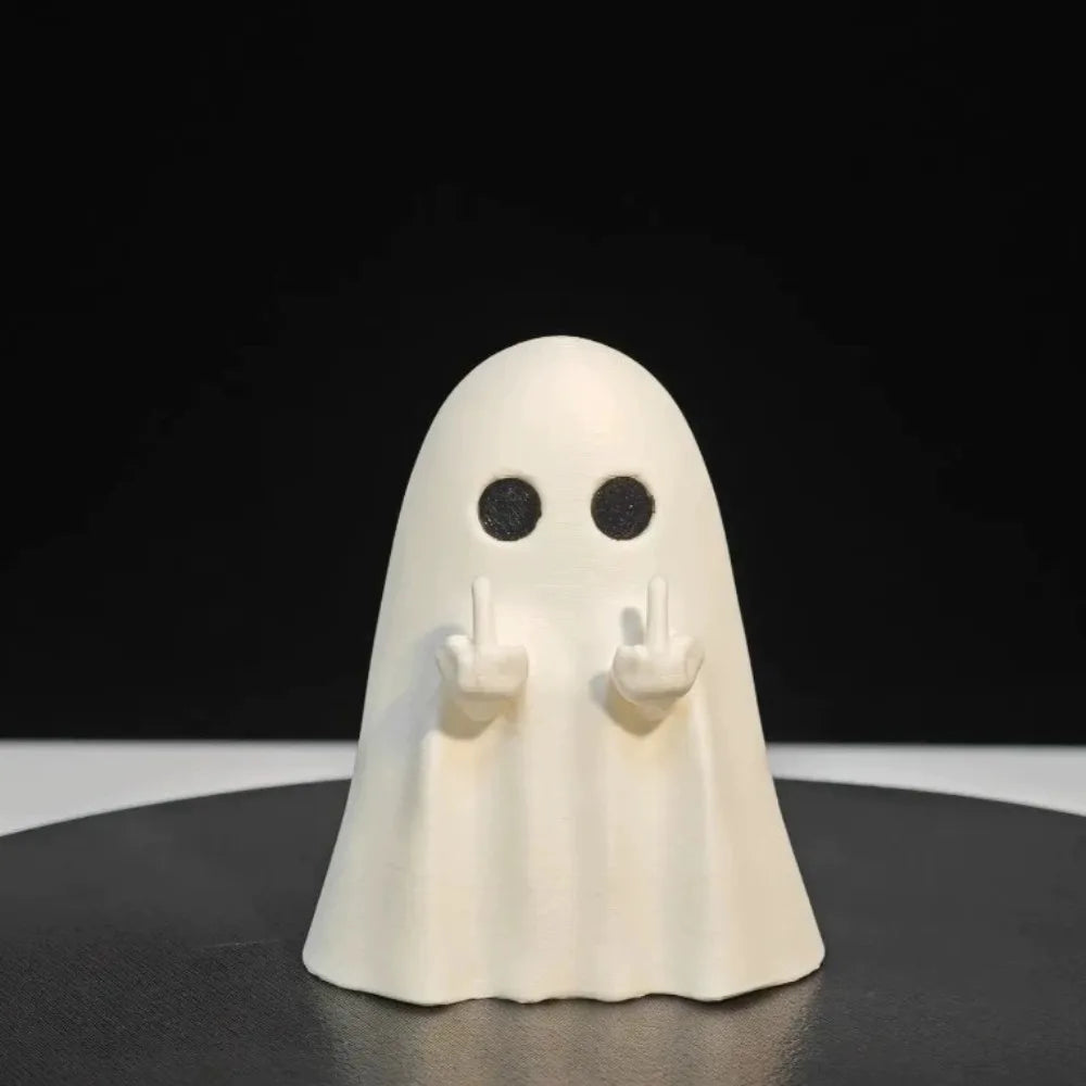 Cute Ghost Resin Statue Middle Finger Halloween Shelf Decor for Home Displays