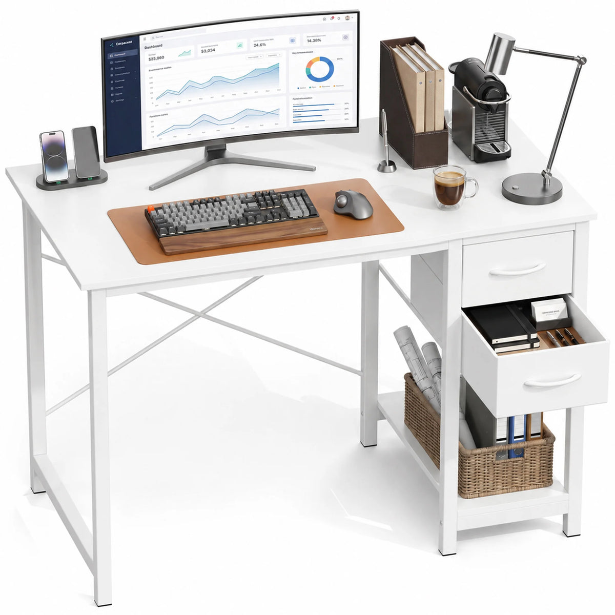 MCQ Ergonomic Office Desk With Drawers And Stable X Frame