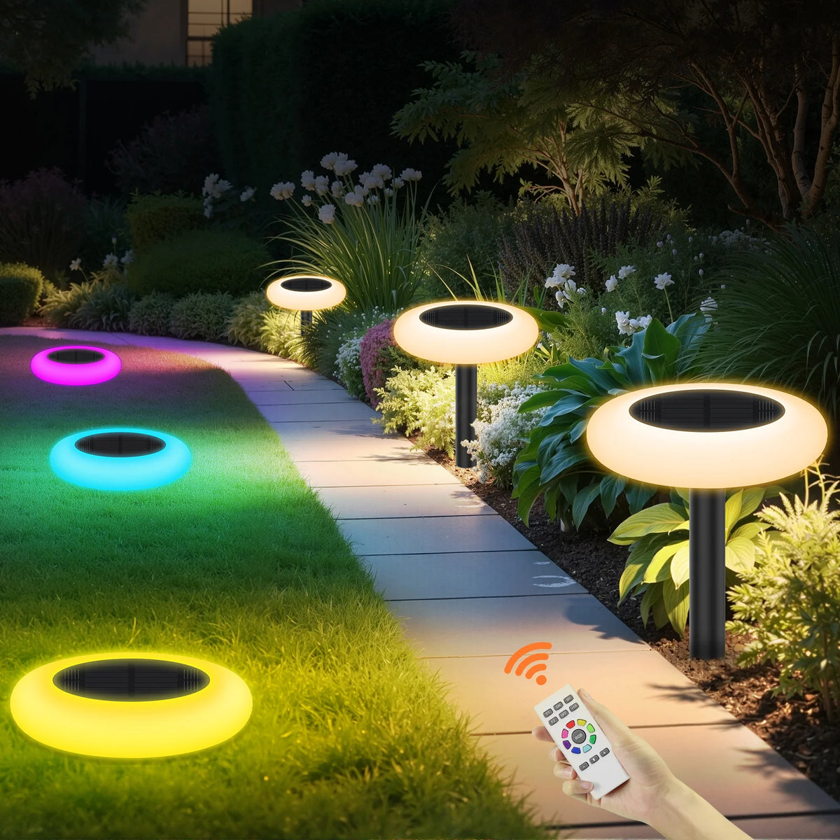 Intelamp Outdoor Solar Pathway Lights For Garden Walkways