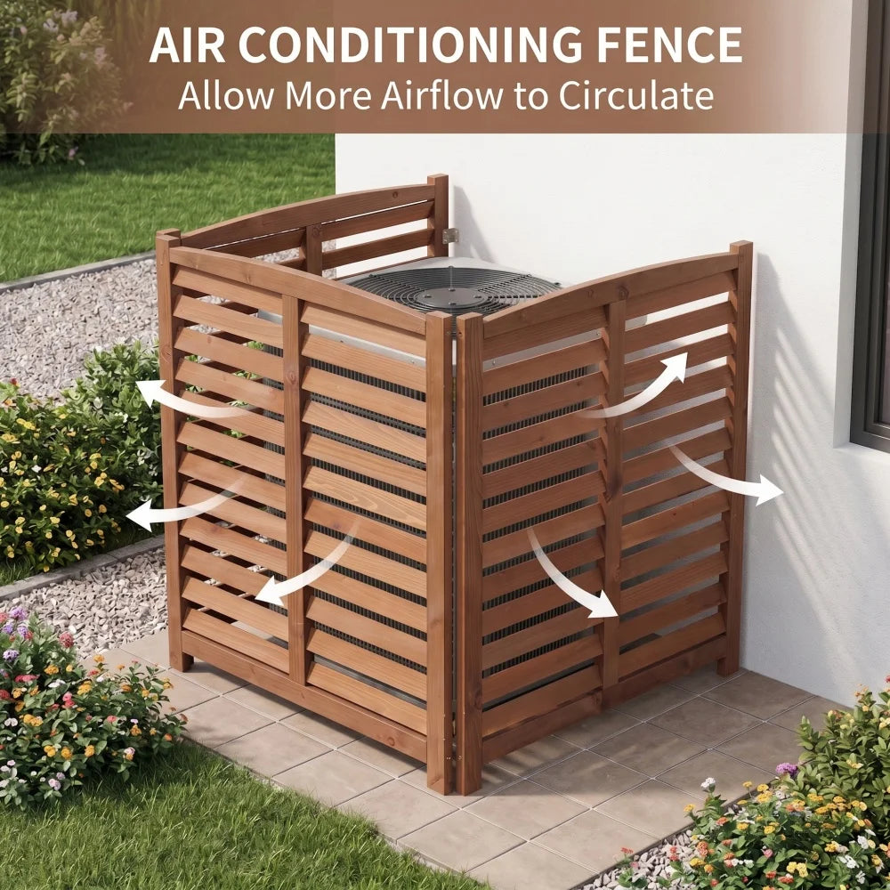3-Panel Outdoor Air Conditioner Fence 3-Section Outdoor Wooden Screen, Outside Wood Privacy Fence, 32" W X 38" H Supplies FYCS