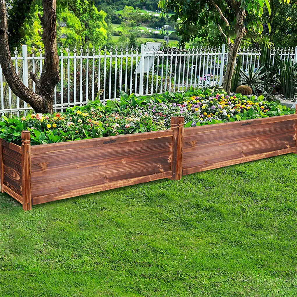 Outdoor Solid Pine Wood Raised Garden Planter Box Flower Bed