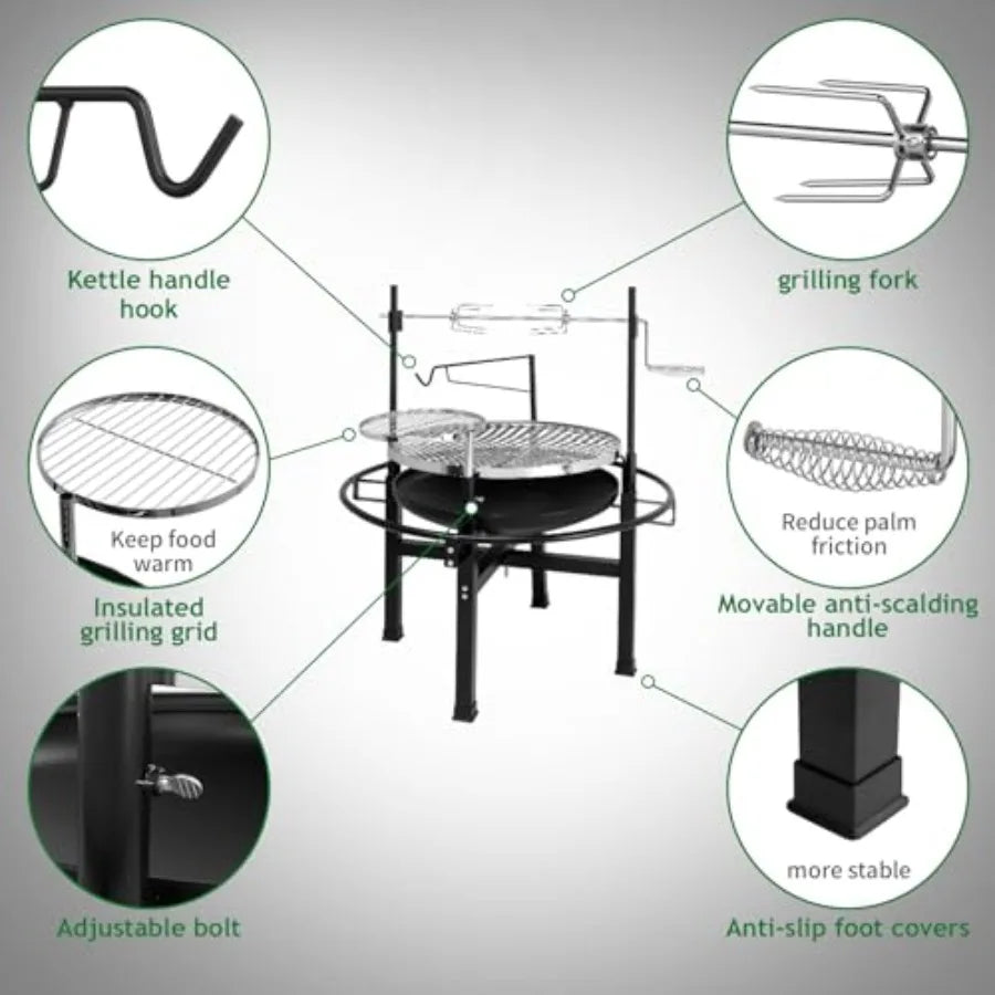 Outdoor Wood Burning Fire Pit With Swivel Cooking Grate