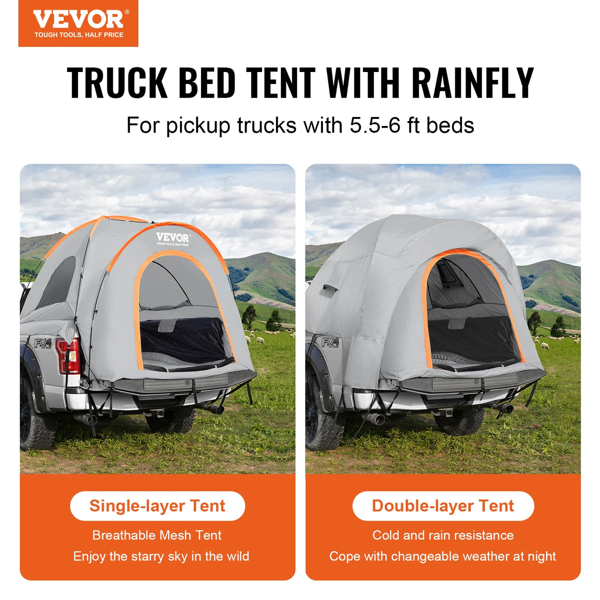 SucceBuy Waterproof Truck Bed Tent With Rainfly For Camping