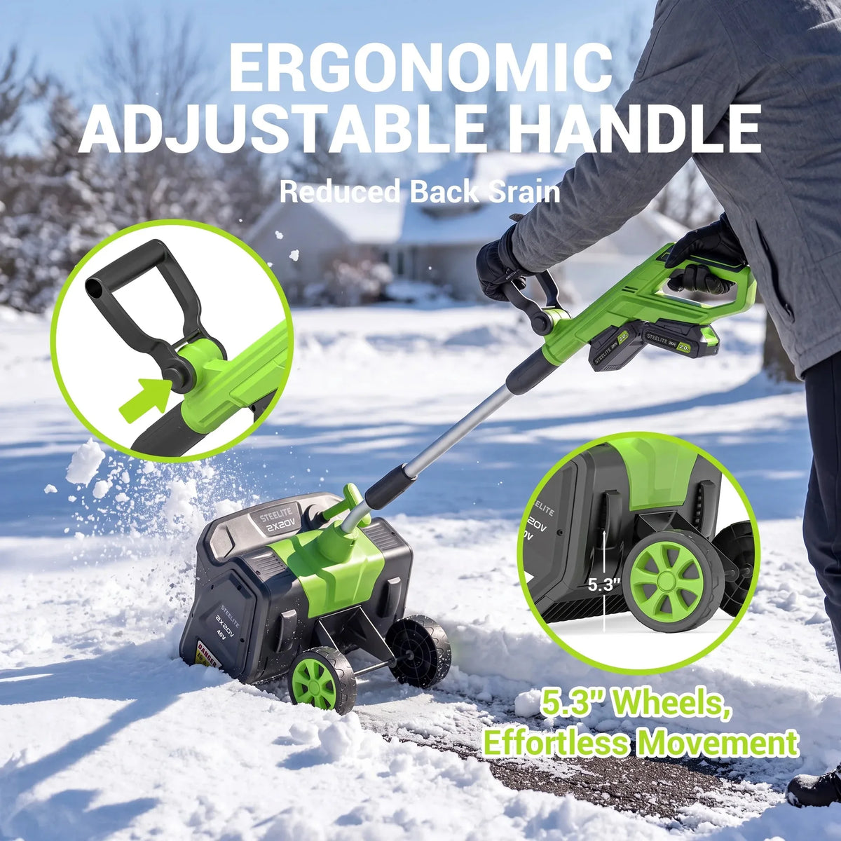 Deli Cordless Snow Shovel With Wheels And Brushless Motor