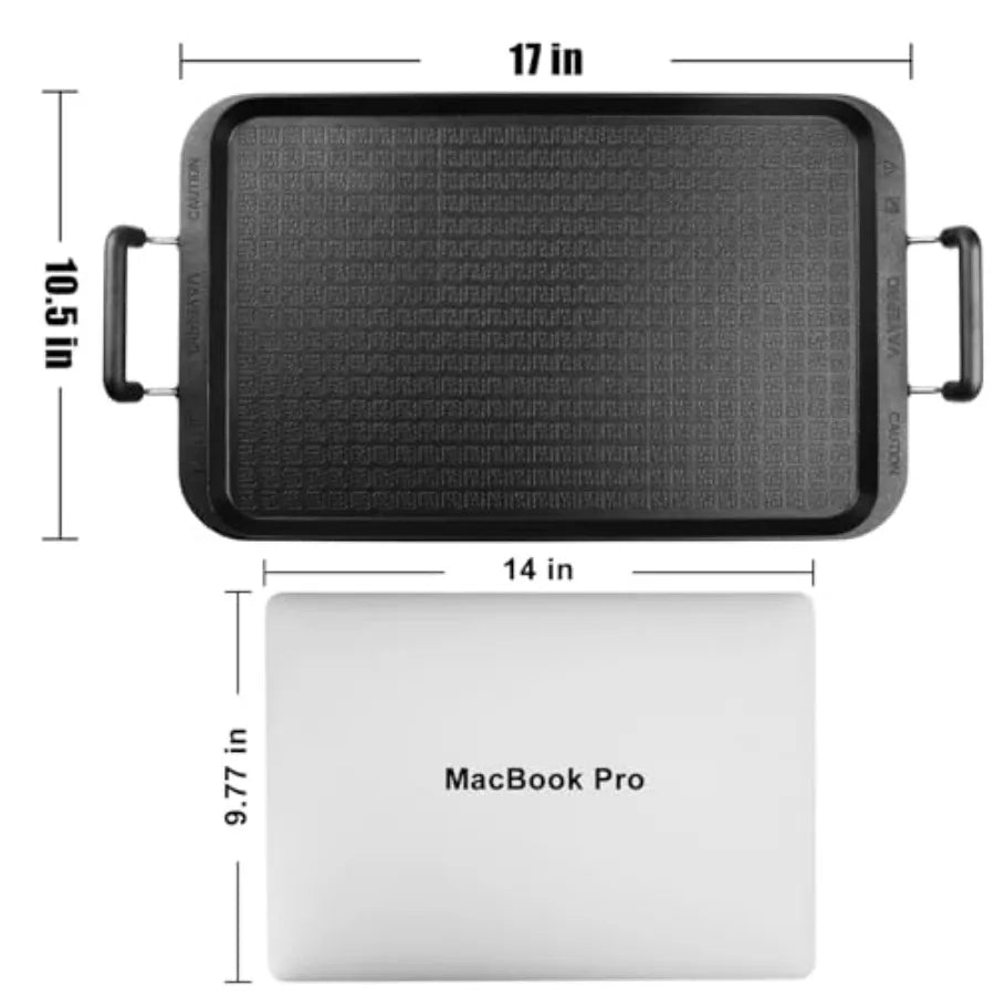 Stove Top Flat Griddle, 2 Burner Griddle Pan for Stove Top Grill, Alumum Pancake pan, Non-Stick Charcoal Grill For Outdoor/Camp