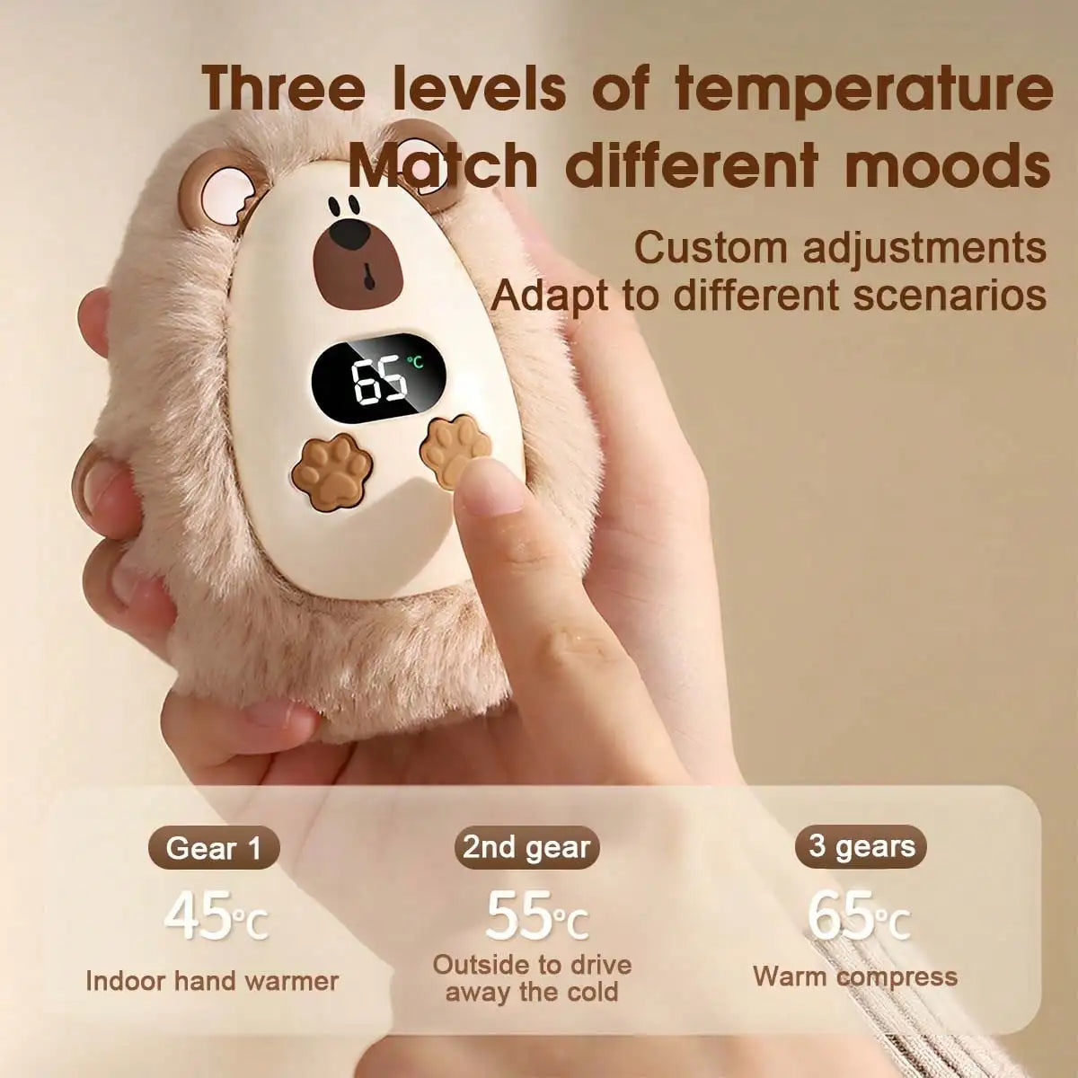 Rechargeable Plush Pet Hand Warmers With Adjustable Fast Heating