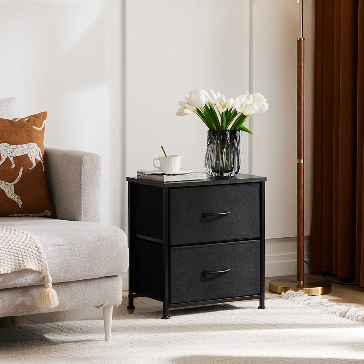 JHK Modern Fabric Drawer Living Room Storage Cabinet