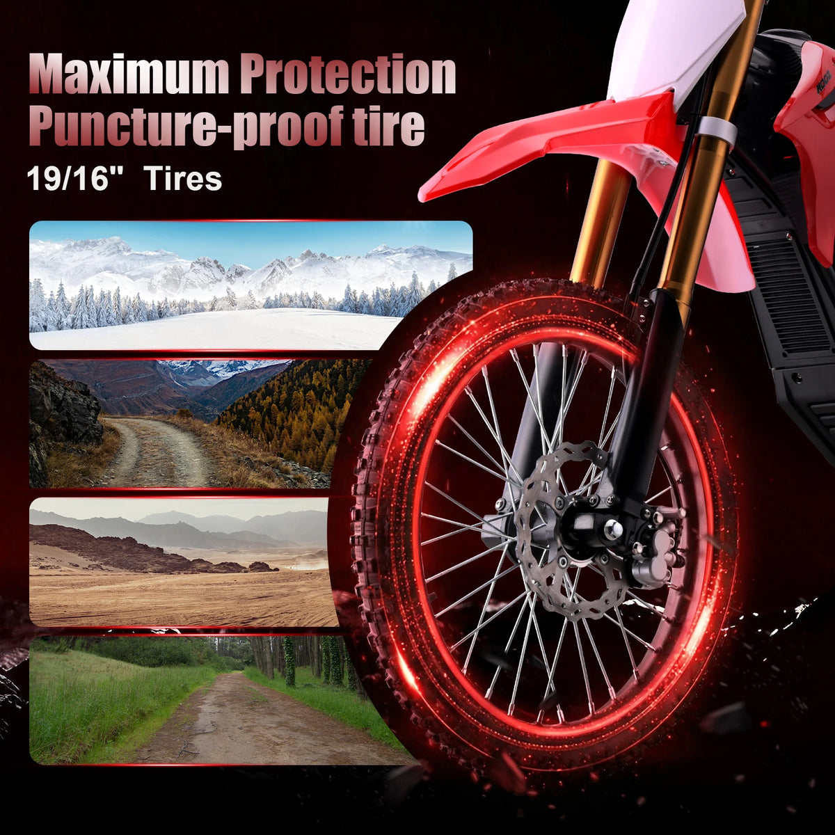 KOOZ HP131E-L 72V 8000W Adult Electric Dirt Bike, Electric Motorcycle for Adult, Max Speed 56MPH, 35AH Lithium Battery, 19"/16" Knobby Off Road Tires, Hydraulic Brakes, Dual Shock Absorber, UL2272, SGS Certified