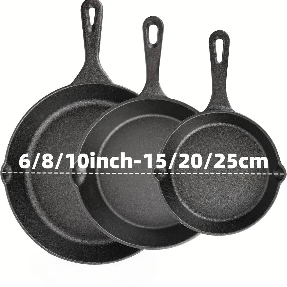 Preseasoned Cast Iron Skillet Set for Oven Grill and Campfire