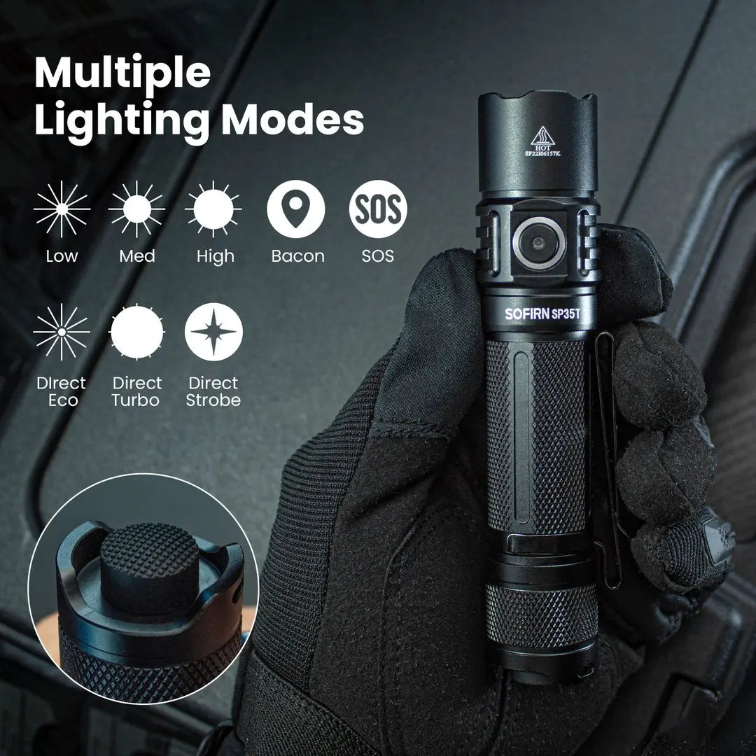 Sofirn SP35T 3800LM Tactical LED Flashlight With USB C Rechargeable