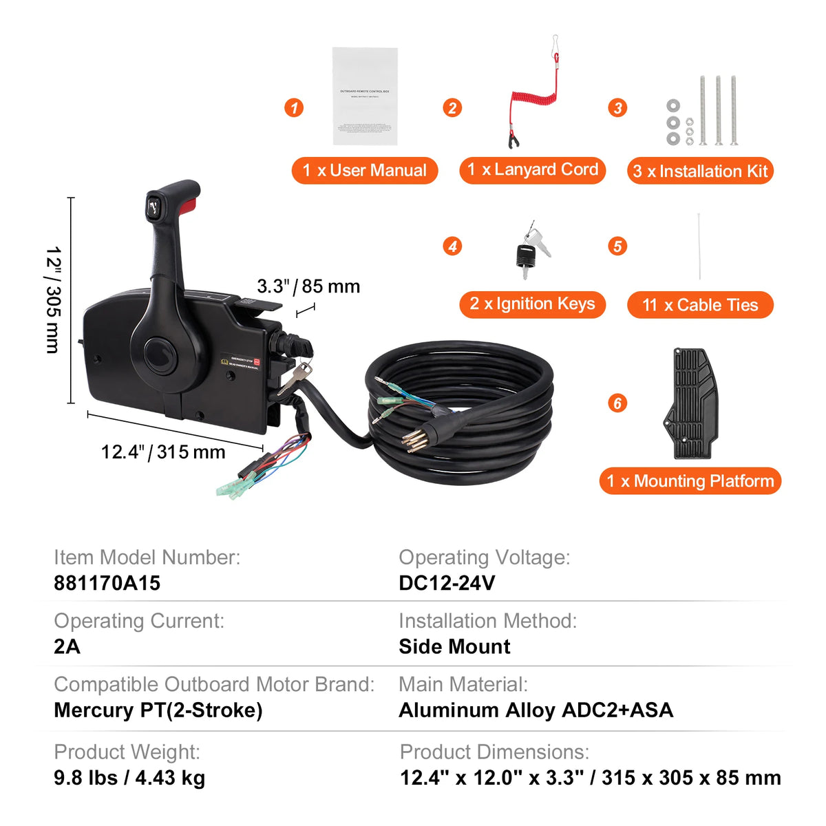 SucceBuy Mercury Outboard Side Mount Throttle Control Box