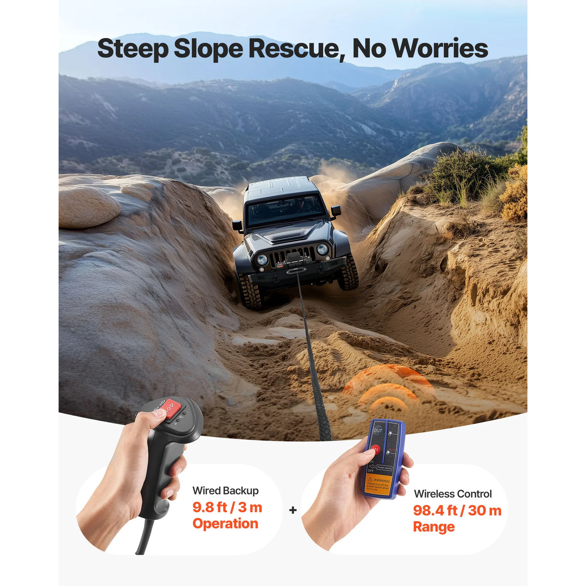 SucceBuy Electric Winch With Synthetic Rope Wireless Control For Recovery