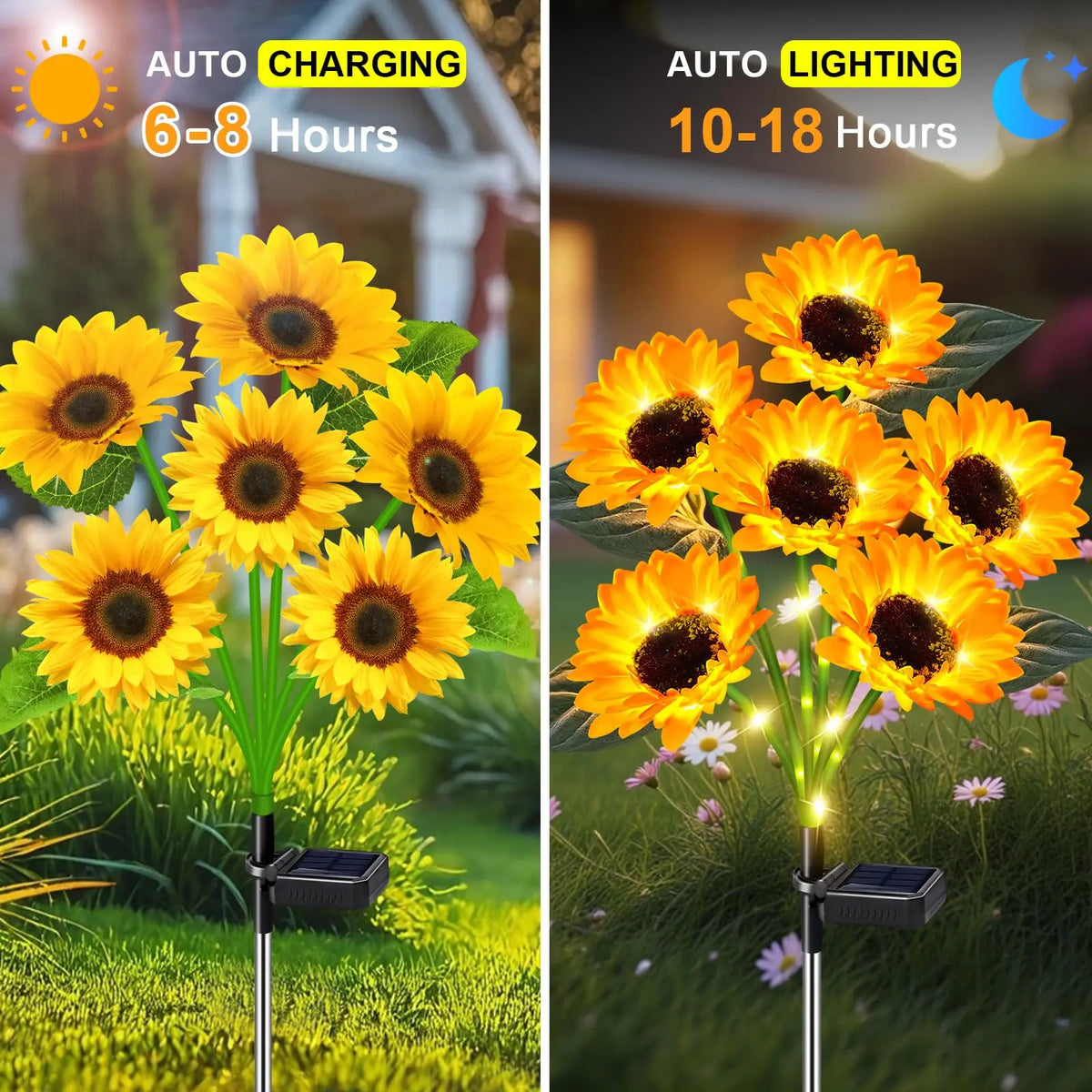 KPSTEK Solar Sunflower Garden Lights Waterproof Outdoor Decor