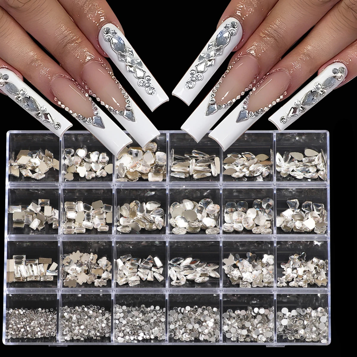 Multi Shaped 3D Crystal Nail Gems and Rhinestone Art Kit