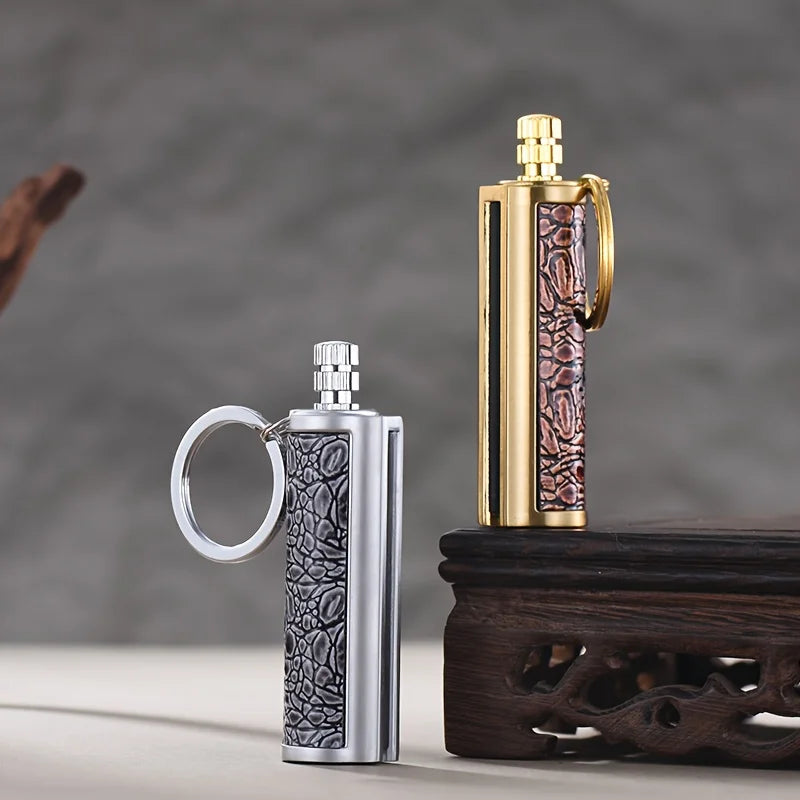 Vintage Refillable Flint Lighter Waterproof Metal Fire Starter For Camping