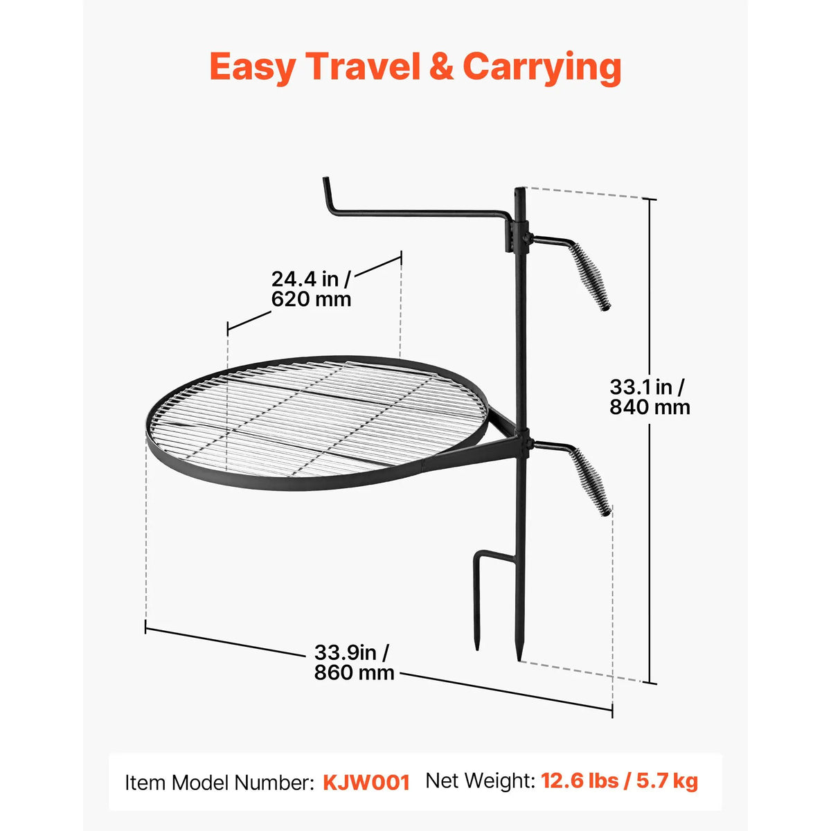 Heavy Duty Swivel Campfire Grill Portable Adjustable Outdoor Cooking Grate