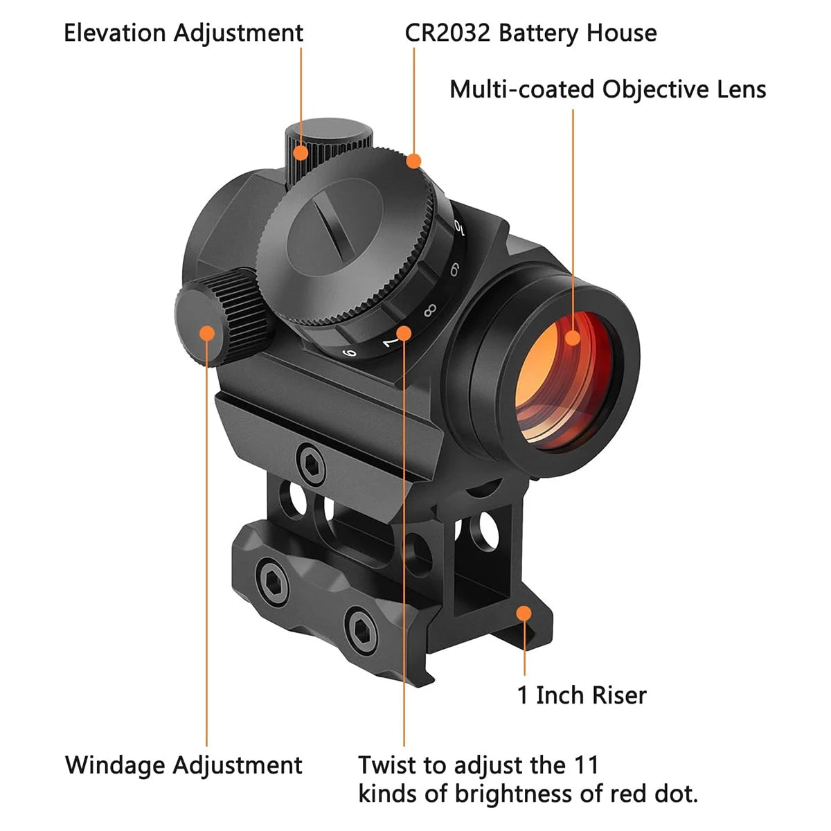 Lambul 2MOA Red Dot Sight Waterproof Shockproof Rifle Reflex Scope