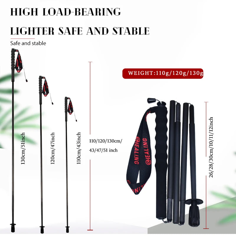 OKHEALING Carbon Fiber Foldable Trekking Poles For Hiking