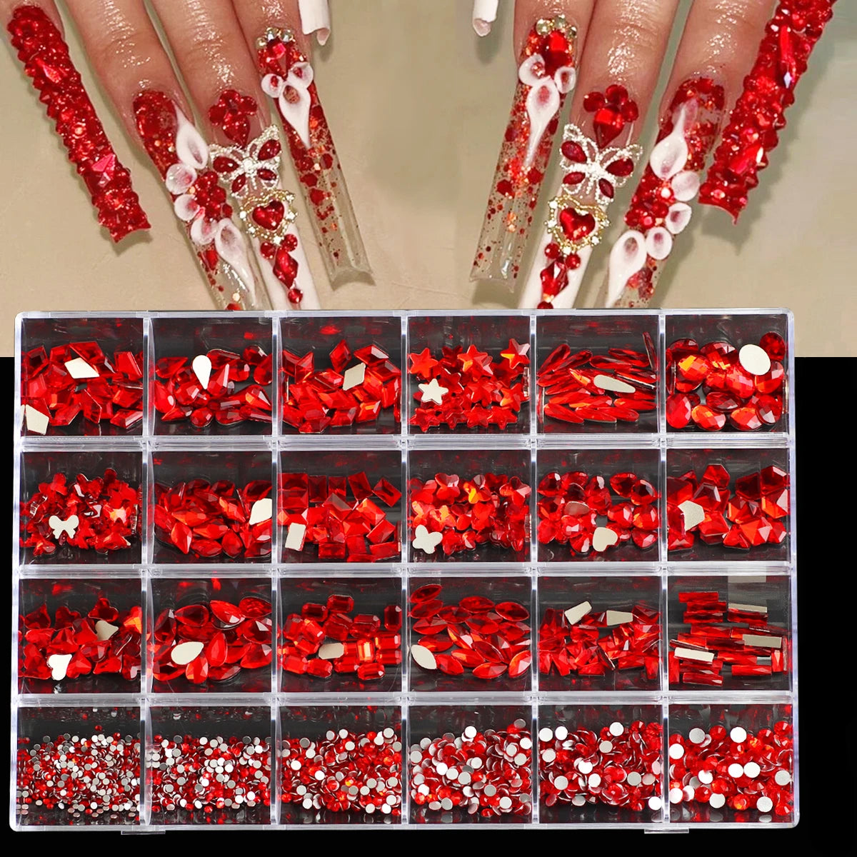 Multi Shaped 3D Crystal Nail Gems and Rhinestone Art Kit