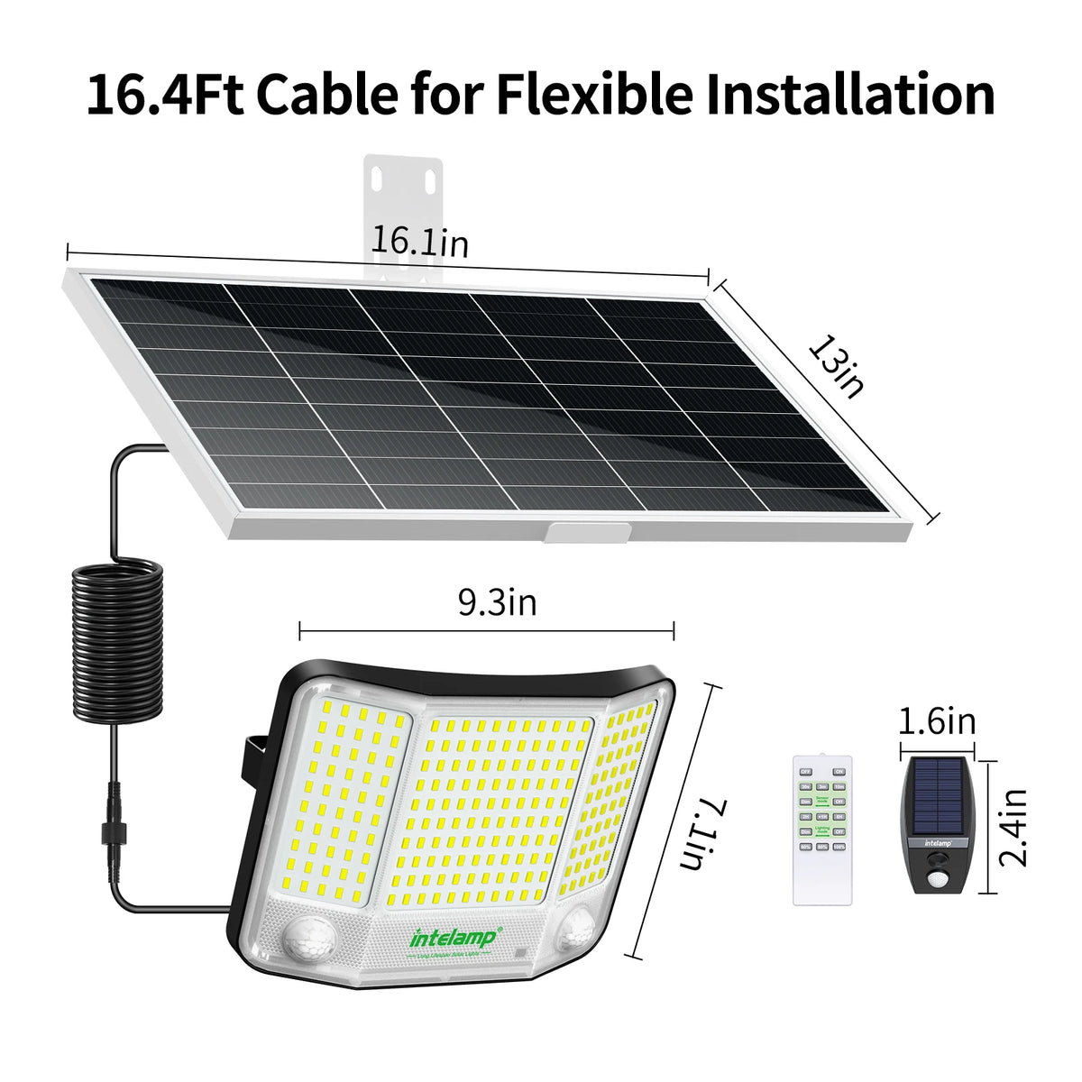 Intelamp Solar Street Flood Light With Dual Sensors for Outdoor Yards
