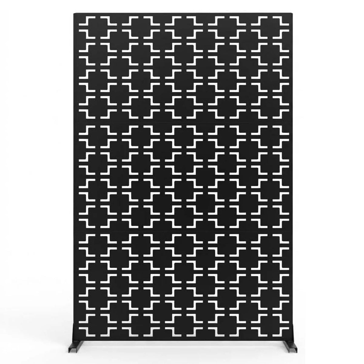 Freestanding Metal Outdoor Privacy Screen – 183x120cm Decorative Garden Divider with Stand – Large Patio & Balcony Fence Panel – Easy Install – Horizontal Stripes