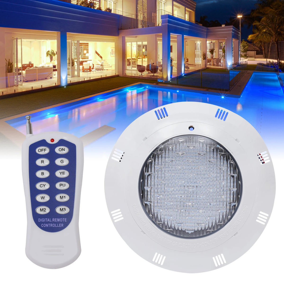 RGB LED Underwater Pool Light With Remote Control IP68 Waterproof