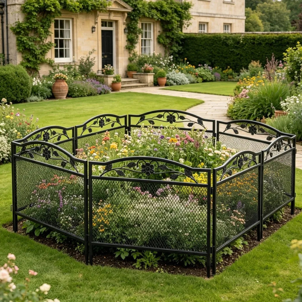 5-Panel Heavy Duty Metal Dog Playpen, Outdoor Pet Fence Exercise Pen with Decorative Design for Dogs & Small Animals, Indoor Garden Kennel