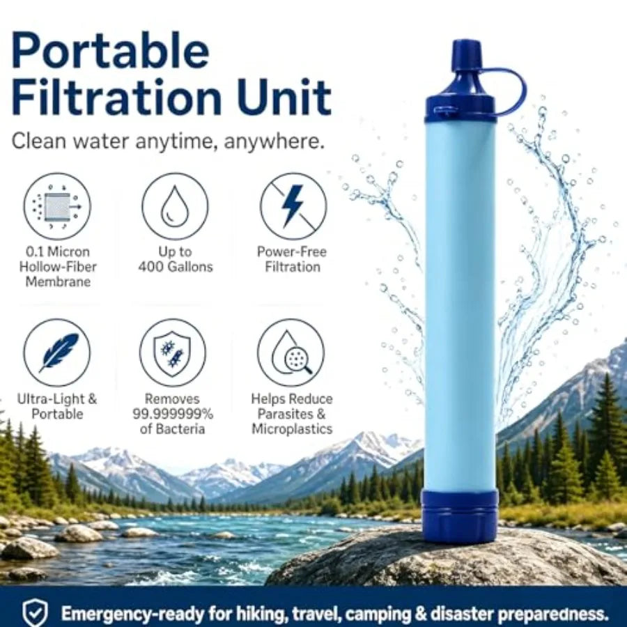 Emergency Water Filter Straw For Camping Hiking Travel Survival