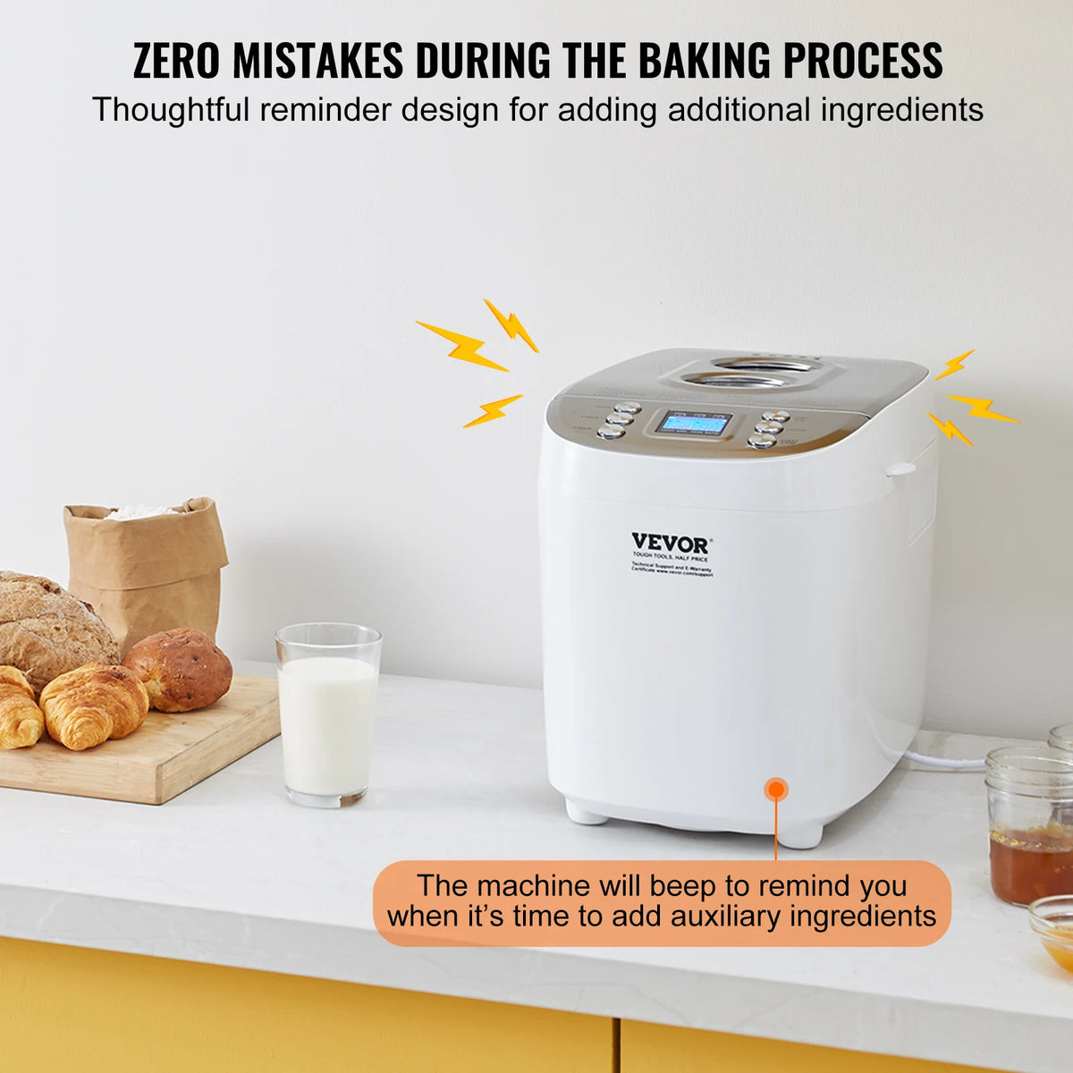 SucceBuy 15-in-1 Automatic Bread Maker With Ceramic Pan, Gluten-Free Setting
