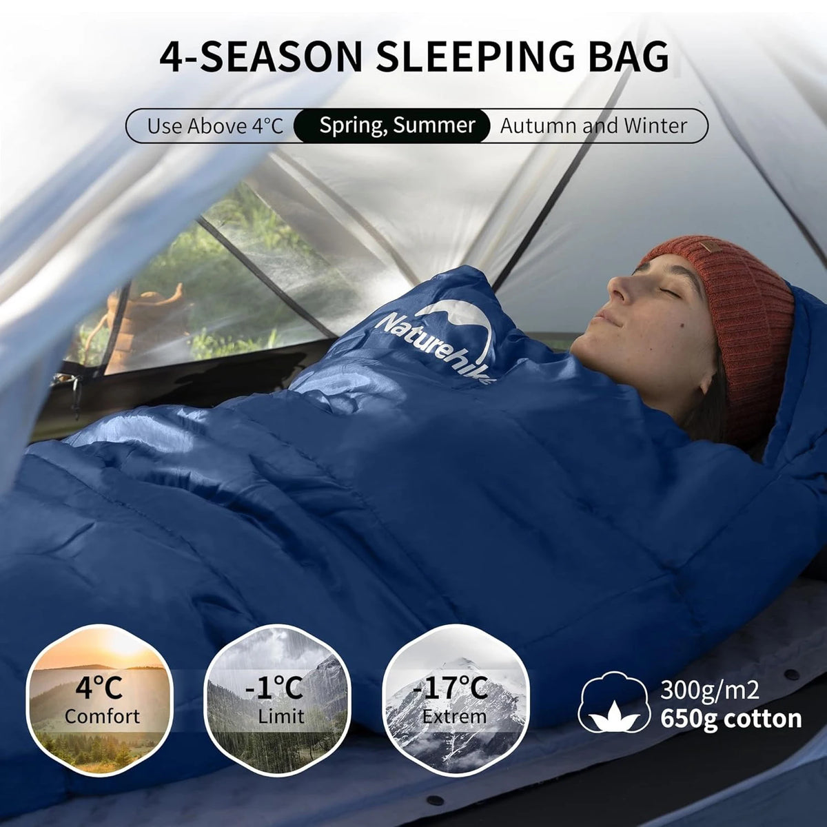 Naturehike Warm Mummy Sleeping Bag For Winter Camping Adults