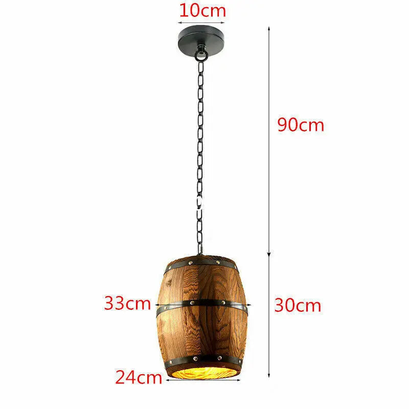 Vintage Wooden Wine Barrel Pendant Ceiling Lamp For Indoor Cafe