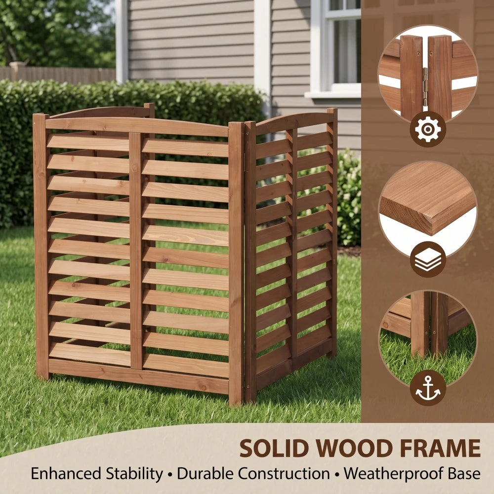 3-Panel Outdoor Air Conditioner Fence 3-Section Outdoor Wooden Screen, Outside Wood Privacy Fence, 32" W X 38" H Supplies FYCS