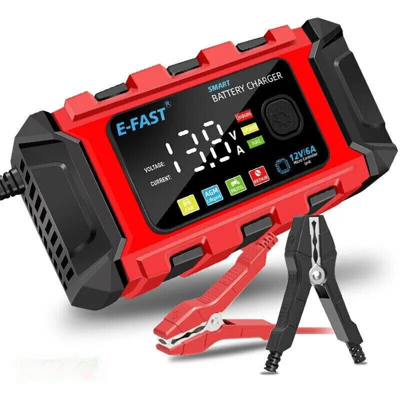12V 6A Smart Battery Charger Trickle Maintainer for Auto Truck Lawn Mower Marine