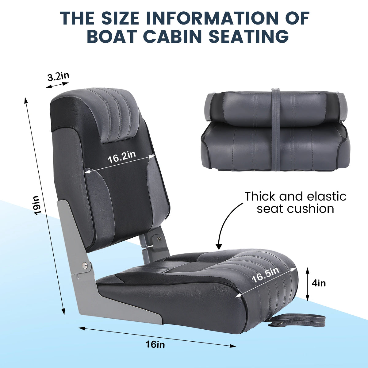 Folding Boat Seats with Thick Padding and Weather Resistant Design