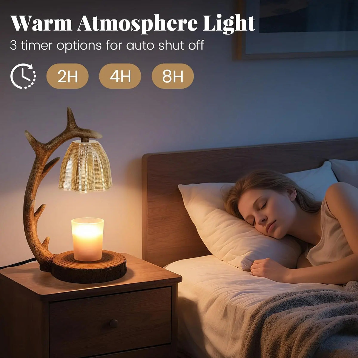 Candle Warmer Lamp With Timer And Dimming Resin Antler Design