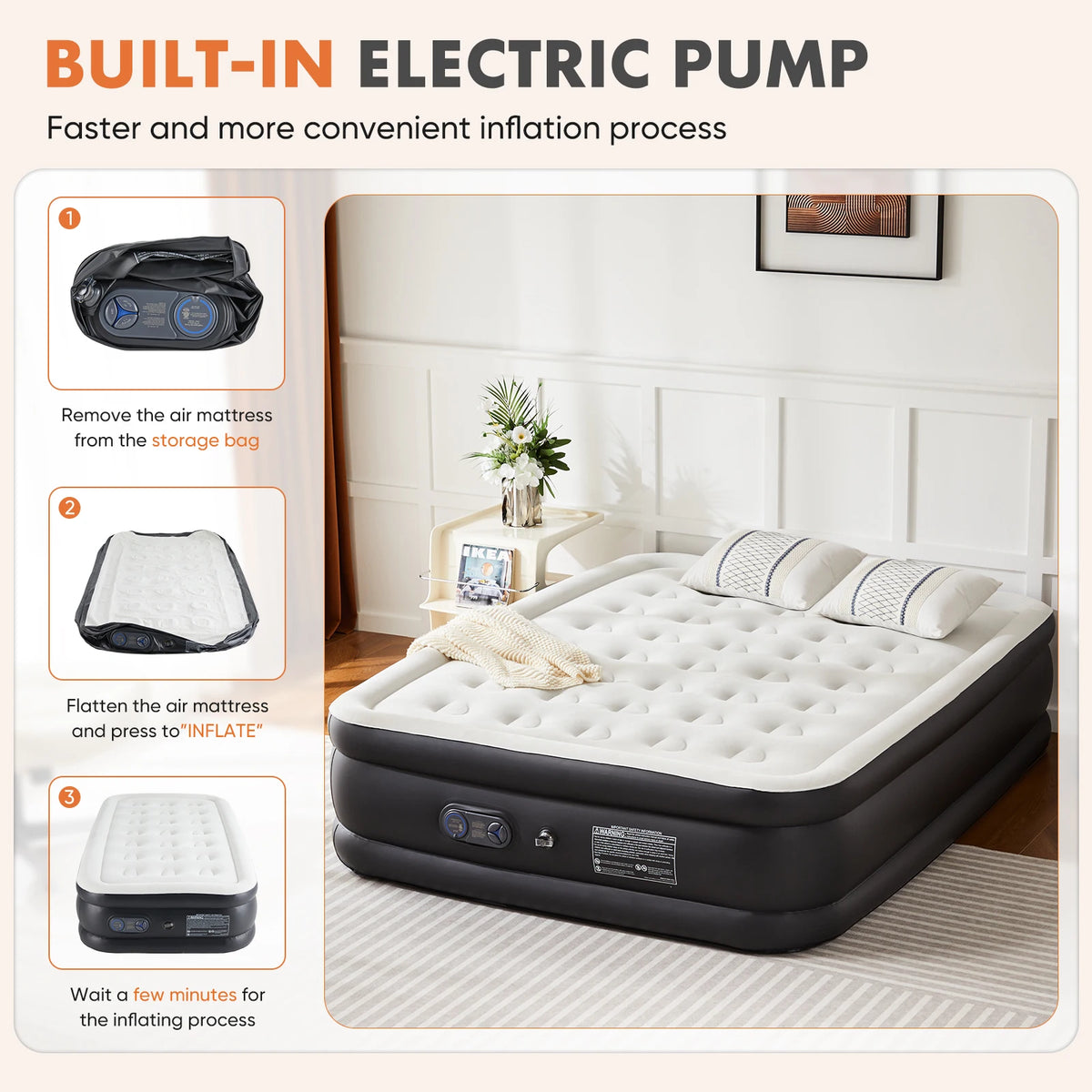 JHK Double Height Non Slip Air Mattress For Home Or Camping