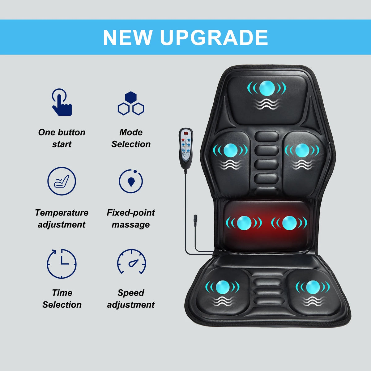 Himouta Heated Massage Chair Pad With 9 Relaxation Modes
