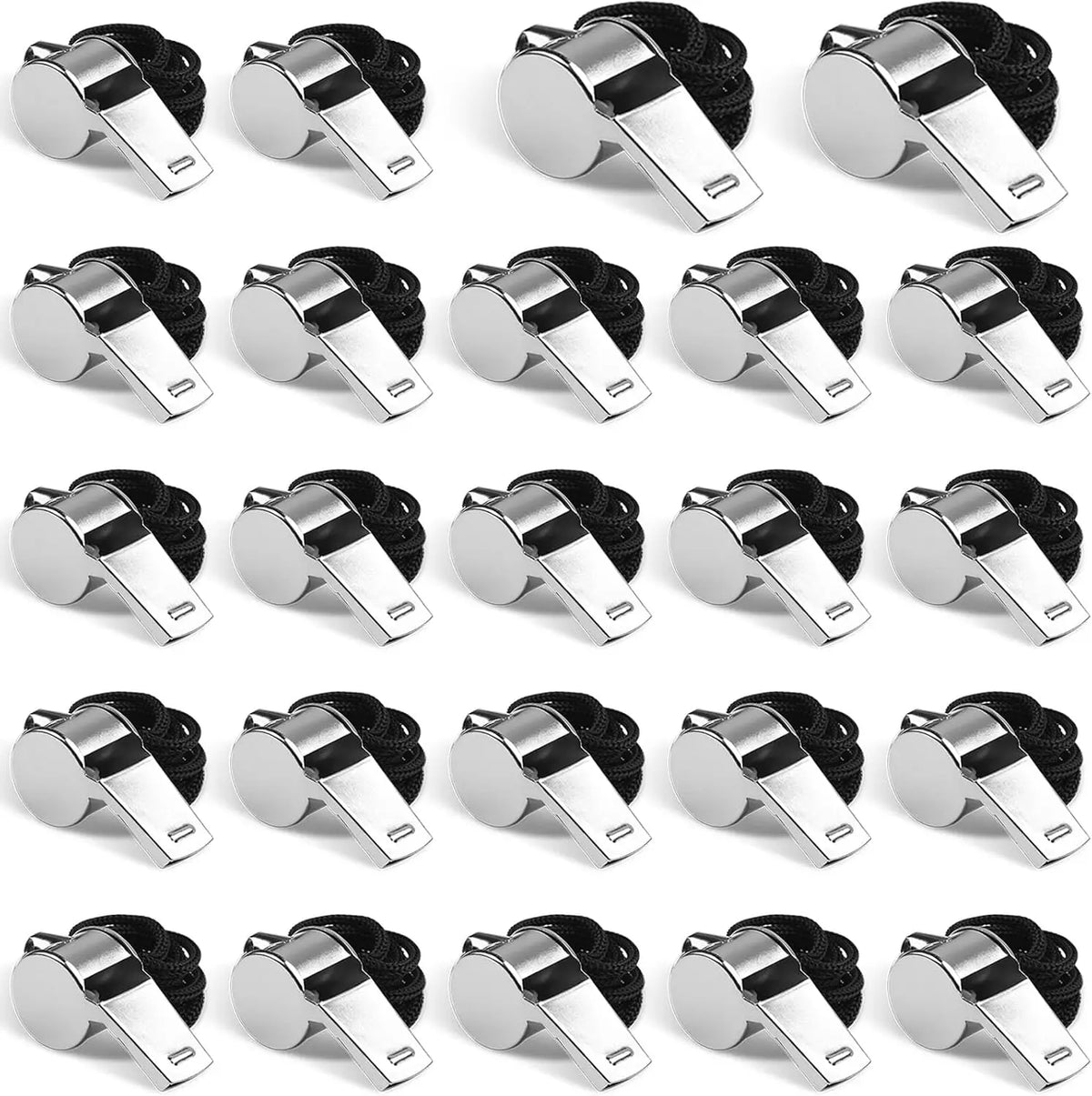 Stainless Steel Sports Whistles With Lanyards For Coaches And Safety